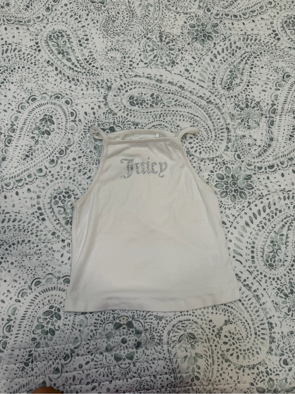 Juicy Couture White Rhinestone Logo Bandeau Halter